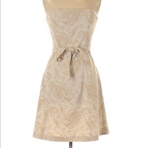 White House Black Market WHBM Beige Paisley Dress